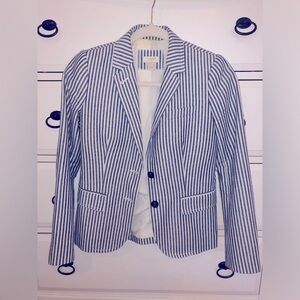 J.Crew Seersucker Blazer blue/white pinstripe Size 0